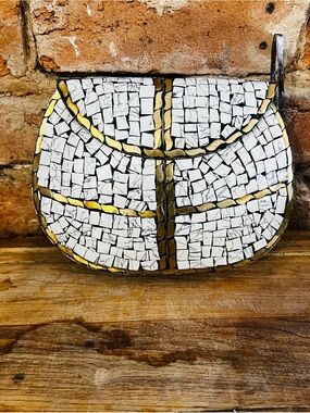 White and Gold Mosaic Crossbody Bag